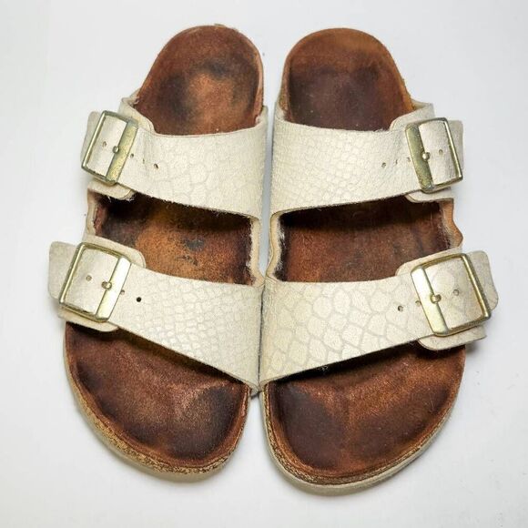 Birkenstock Arizona Shiny Python Snake Eggshell Iridescent Sandals Women 38 US 7 - Picture 1 of 6